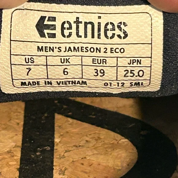 Etnies Jameson 2 Eco Navy Gum Skate Shoes Cork Insole Mens Size 7 - Picture 6 of 9
